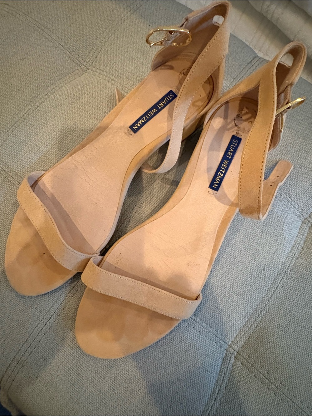 Stuart Weitzman Nudist Suede Ankle-Strap Sandals